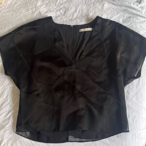 Alice & Olivia Lined Sheer Crop Top - Silk Feel